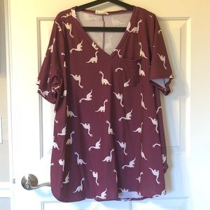 Knit Tunic with Dinosaur Print